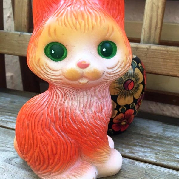 Soviet rubber toy cat - Vintage rubber doll - Toy USSR - Russian Squeaking toys - children's gift - cutie baby doll - Christmas gift