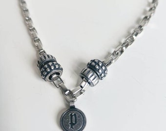 Vintage Police necklace stainless steel with charms