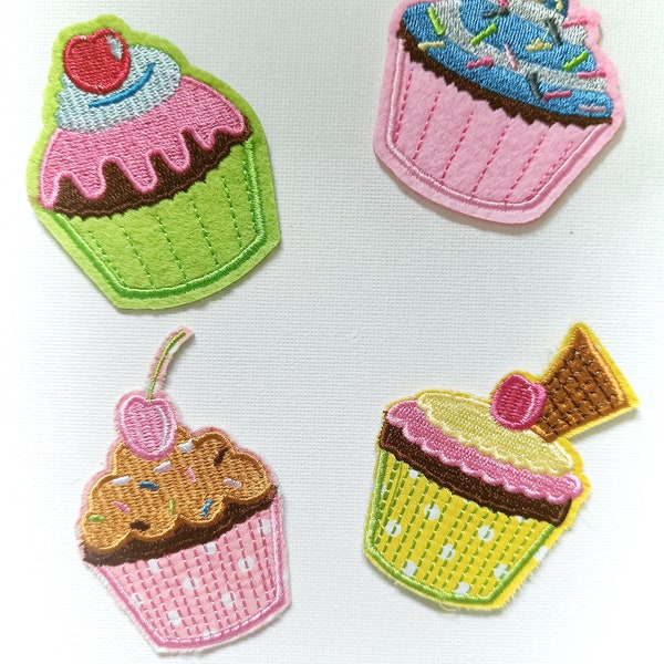 Set 4 pieces - Cup Cake patches - Iron On