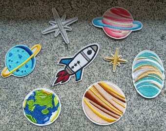 Space Solar System Patches pack - Iron On Patch (8 pieces)