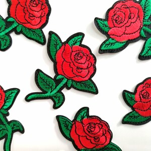 Red Rose Patch 1 piece Iron on patch image 3