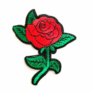 Red Rose Patch 1 piece Iron on patch image 2