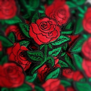 Red Rose Patch 1 piece Iron on patch image 1