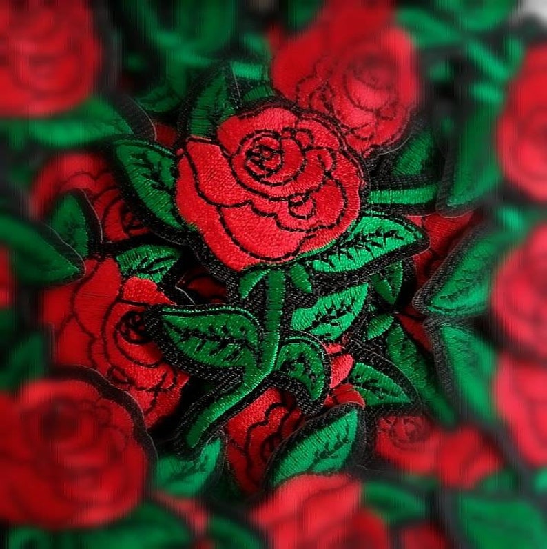 Red Rose Patch 1 piece Iron on patch image 1