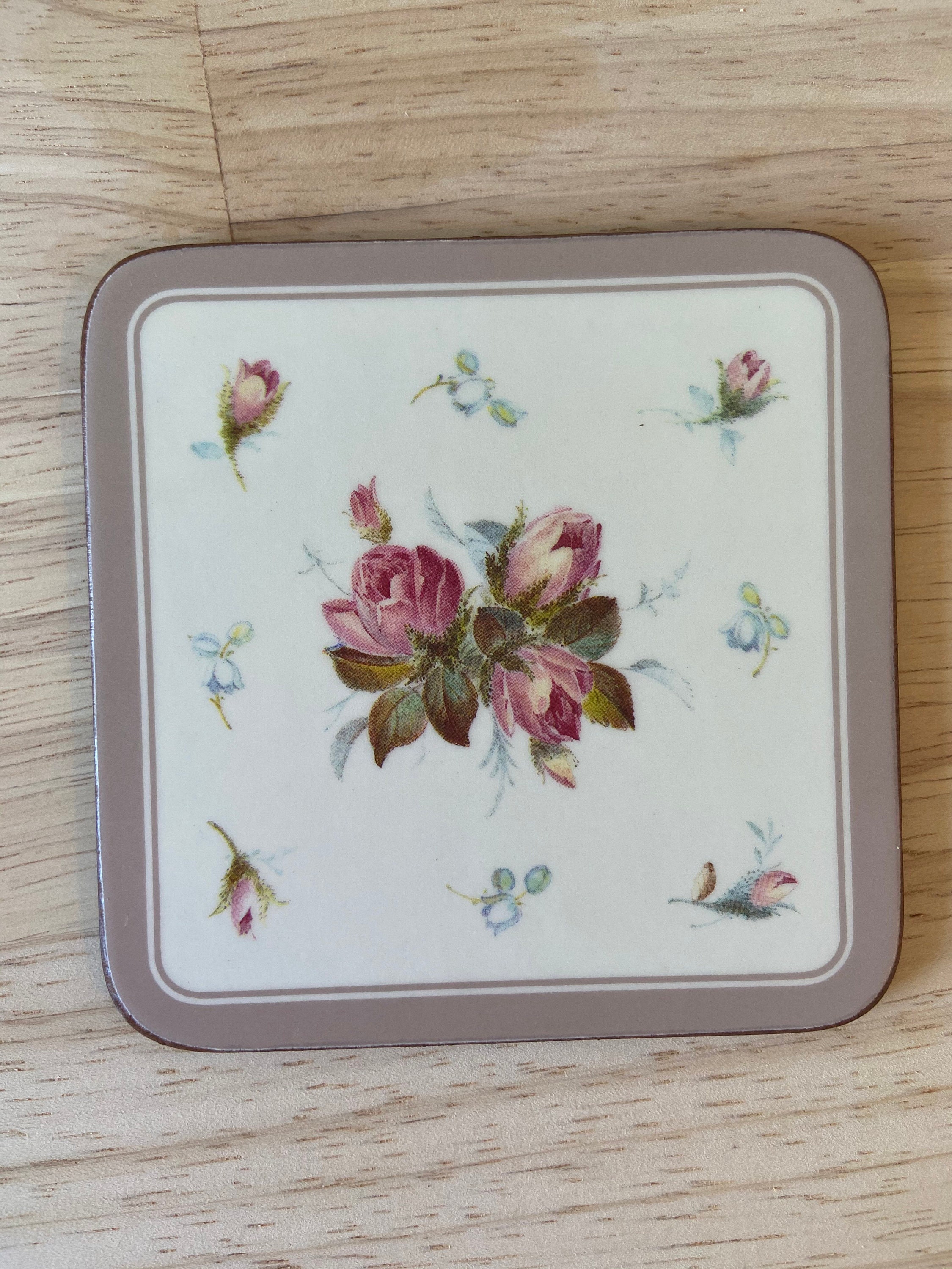 Vintage Pimpernel Coasters pink Rose Set of 6 Etsy