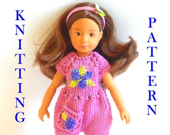 PDF Jumpsuit dolls 9 inch Knitting pattern  knit with 2 straight needles Kruselings dolls knit pants 10