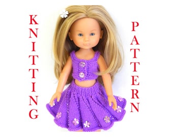 Pattern knitting dolls clothes fit 12, 13, 14 inch (32-35cm) Outfit top and skirt PDF Little Darling  LD Paola Reina Corolle 13 doll