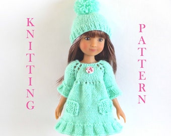 Knitting pattern PDF Outfit -Tunic and hat for 12.13 inch dolls Siblies Ruby Red Clothes