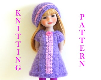 Knitting pattern Outfit tunic dress and Hat for dolls 14,5,15,16 inches Ruby Red doll Fashion Friends Wellie Wisher Glitter GirlsPDF