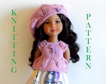 Knitting pattern PDF dolls 14,14/5,15 inches fits dolls Ruby Red doll Fashion Friends Wellie Wisher Glitter Girls.Top and beret "Giraffe"