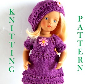 Knitting pattern dress and beret dolls 13 14.5 inhces Minouche Petitcollin Paola Reina Ruby Red Littl Darling Corolle Les Cheries