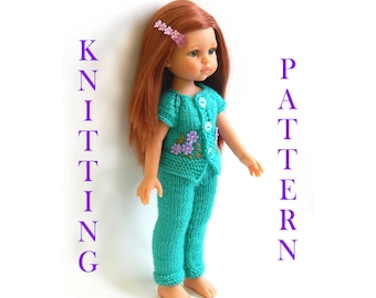 Knitting pattern pants and cardigan dolls 13 inches Outfit knitt LD 32 knit 2 needles PDF-Clothes for Paola Reina Doll pantsuit MasterClass