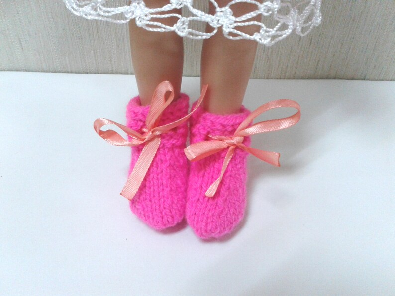 Knitting pattern for 13 inch dolls. Knitted boots. Knitting for beginners. Shoes with their own hands Master Class image 3