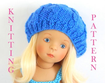 Knitting pattern PDF format Cable Beret 13 inches dolls Paola Reina, Corolle Les Cheries,Dianna Effner, Maru Mini Pal, Minouche,Wellie Wishe