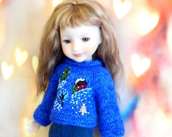 Outfit Ruby Red doll Fashion Friends Clothes dolls 14.5 only  knitted sweater  macher yarn with embroidery and