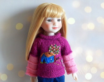 Outfit Ruby Red doll Fashion Friends Clothes dolls 14.5 only  knitted sweater  with embroidery and key pendant