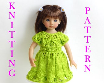 Knitting Pattern Dress leaf pattern Outfit for dolls 13-14 inch Antonio Juan Minouche Littl Darling Dianna Effner Paola Reina