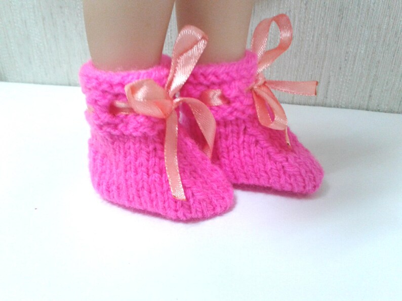 Knitting pattern for 13 inch dolls. Knitted boots. Knitting for beginners. Shoes with their own hands Master Class image 2