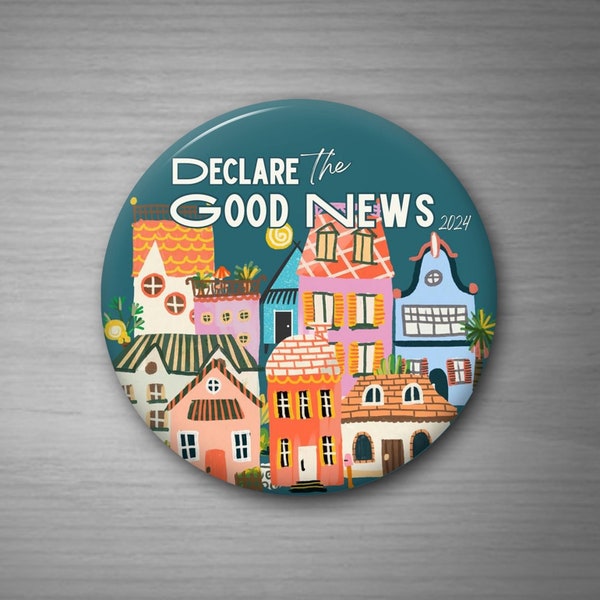 Declare the Good News 2024 Special Convention  Souvenir Gift Pin Back Button JW Pioneer Gift - Colorful Village