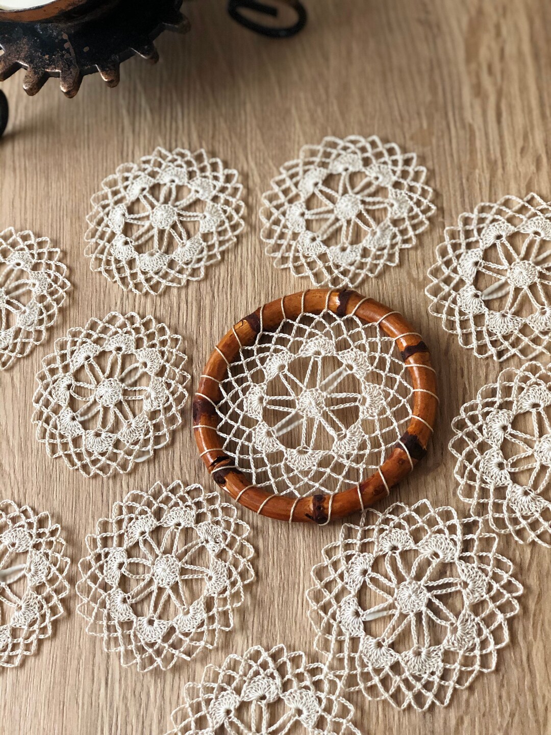 12 Pcs Beige Micro Crocheted Small Doilies,crochet Small Doilies,lace ...