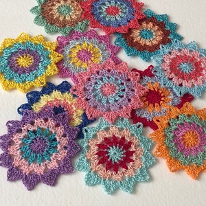 12 pcs Hand Crocheted Mini Doilies ,Chakra Mini Dreamcatcher Doilies ,Lace Applique,Mandala Doily