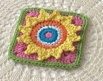 Crochet 3D Flower Granny Square Pattern (PDF Download)