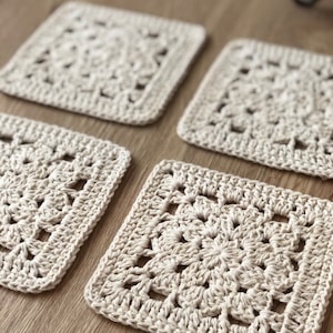 4 pcs Hand crocheted granny square coasters,cotton coasters,granny square coaster,unblocked granny squares