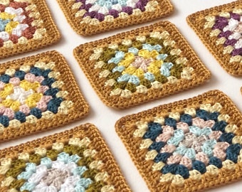 8 pcs Hand crocheted granny square coasters,cotton coasters,granny square coaster,unblocked granny squares