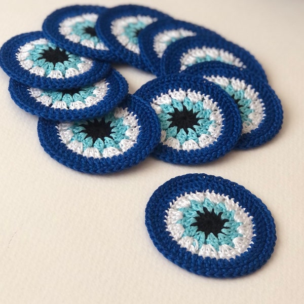 10 pcs Hand crocheted evil eye doilies