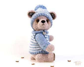 Amigurumi Teddy Bear Bruno – Jointed Crochet Bear in Knitted Dress