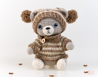 Amigurumi Teddy Bear Damien: Wool Alpaca Crochet Plush