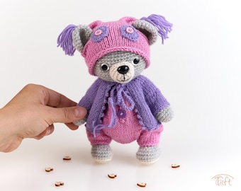 Charlotte Teddy Bear – Crochet Plush Toy with Knit Outfit