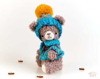 Miniature Jointed Teddy Bear: Liliana, Knitted Clothes, Collectible Plush