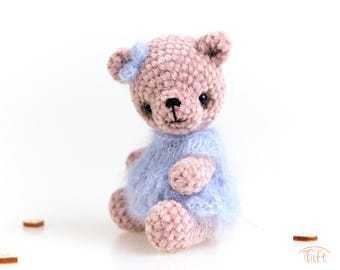 Miniature Mohair Teddy Bear: Jointed Collectible Plush Toy (12cm)