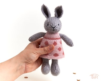 Amigurumi teddy bear toy Timi a knitted stuffed plush bunny girl with clothes