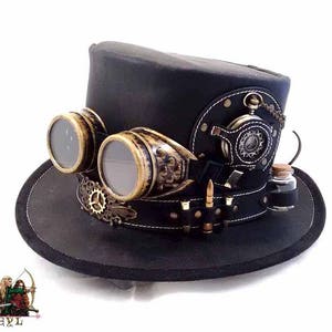 Steampunk Leather Decorated Top Hat Time Traveller With - Etsy