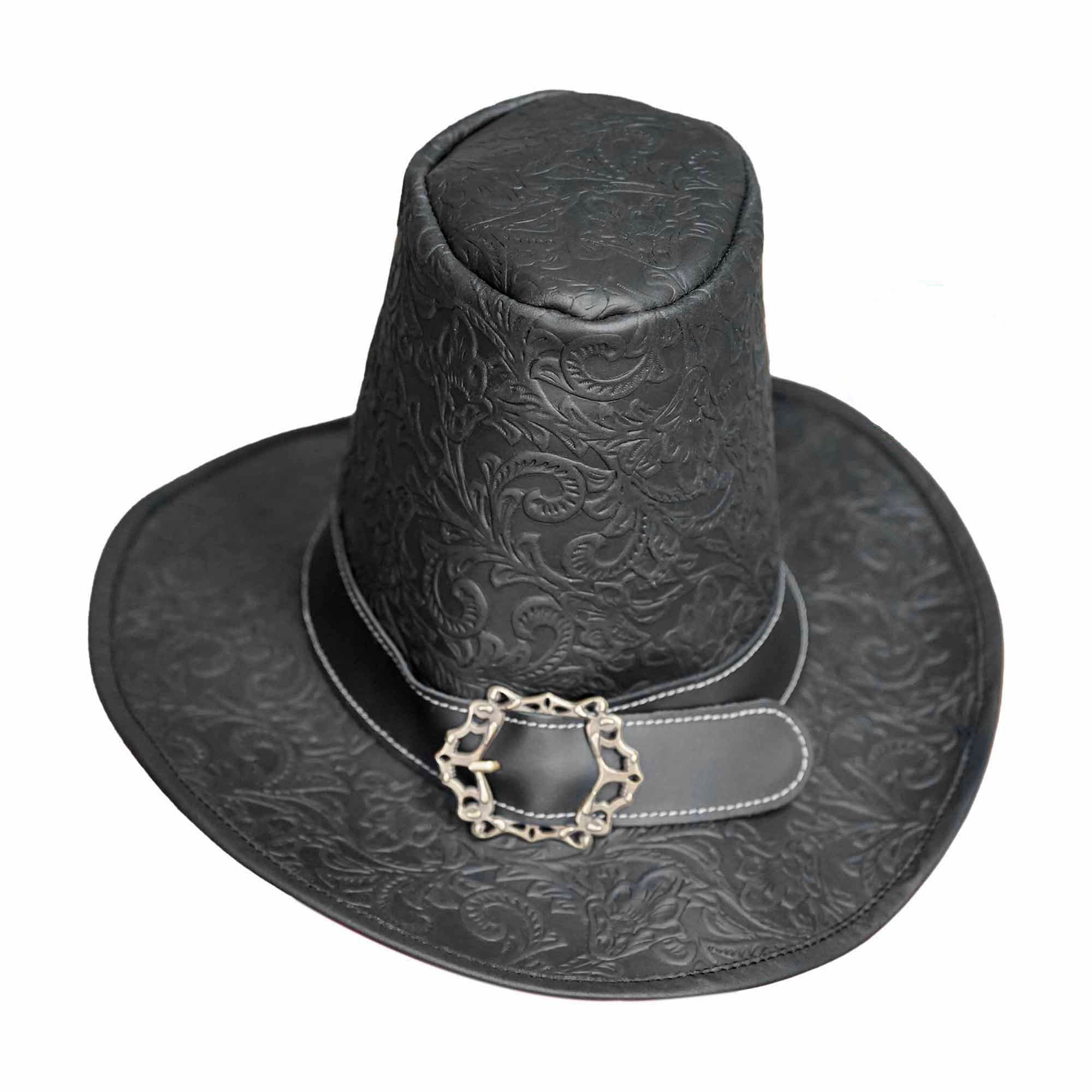 Pilgrim, Witch Hunter Embossed Leather Deluxe Hat 17-18th Century