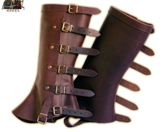 Leather gaiters for medieval, steampunk or LARP costume