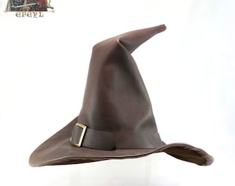 Wizard, Witch genuine leather hat, Gandalf or Dumbledore style