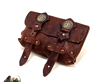 Bolsa de cuero medieval, bolsa para pociones (doble)