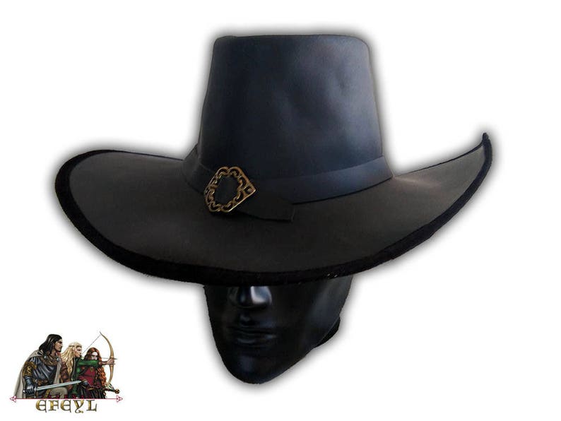 Van Helsing style genuine leather hat witch vampire hunter musketeer 17th century image 1