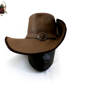 Van Helsing style genuine leather hat witch vampire hunter musketeer 17th century image 5