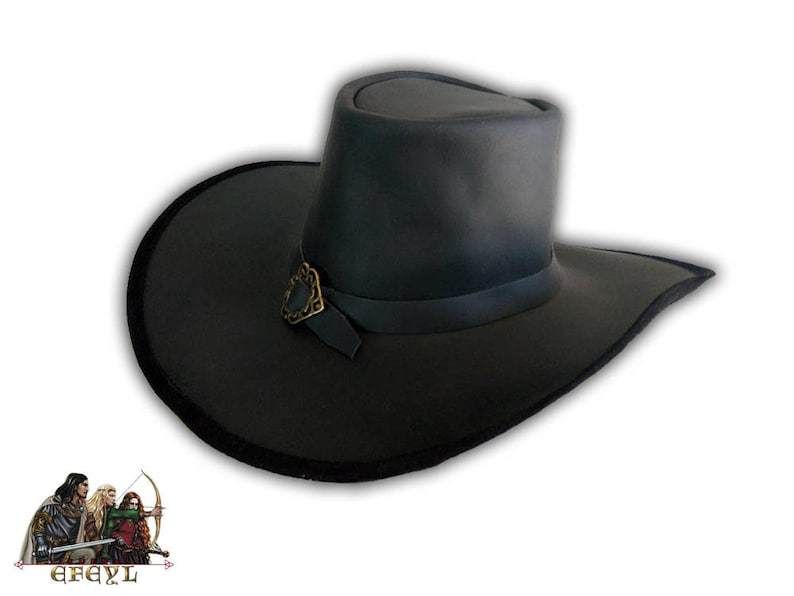 Van Helsing style genuine leather hat witch vampire hunter musketeer 17th century image 2