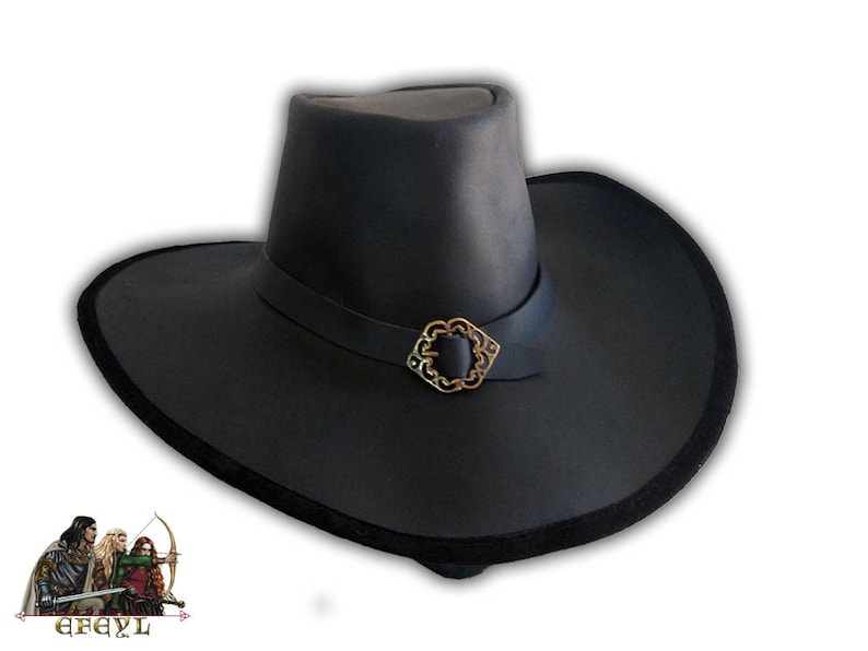 Van Helsing style genuine leather hat witch vampire hunter musketeer 17th century image 3
