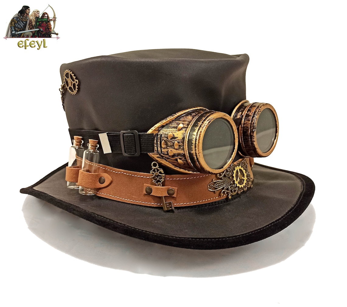 Steampunk Leather Decorated Top Hat Time Traveller With Etsy steampunk-leather-decorated-top-hat-time-traveller-with-etsy