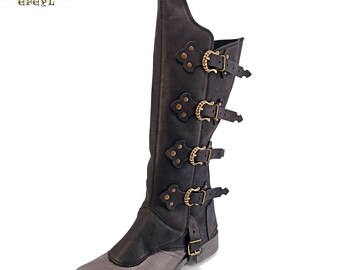 Brassards armure faux cuir marron à rivets, médiéval fantastique