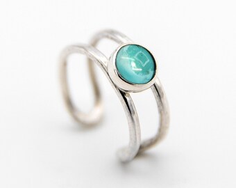 Handmade Sky Apatite Ear Cuff – Sterling Silver – Dainty Minimalist Birthstone
