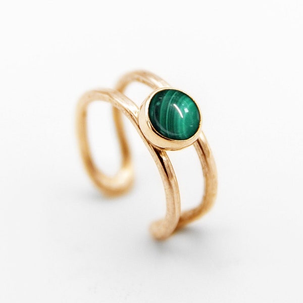 Malachite Ear Cuff Gold | Scorpio Birthstone | Green Gemstone Jewelry | 14k Gold Fill or 14k Solid Gold | Gifts for Her | Modern Minimal