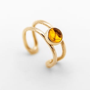 Gold Filled Citrine Ear Cuff | Double Wire | Dainty Gemstone Jewelry | 14k Gold Fill or 14k Solid Gold | Gifts for Her | Modern Minimal