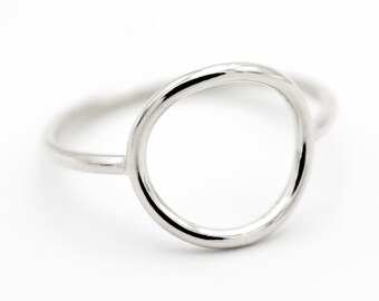 Sterling Silver Open Circle Karma Ring – Minimalist Geometric Jewelry